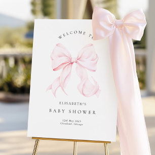 Pink Bow Coquette Baby Shower Welcome Sign
