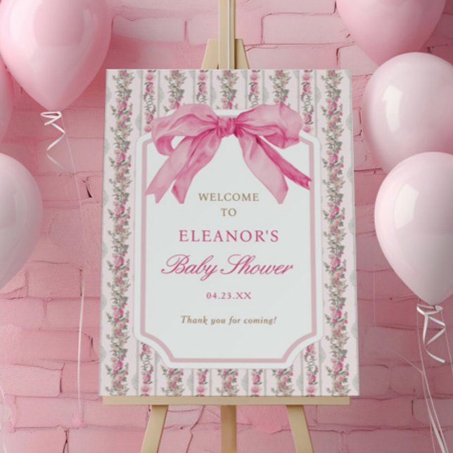 Pink Bow Coquette Baby Shower Welcome Sign (Creator Uploaded)