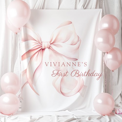 Pink Bow Coquette Birthday Backdrop