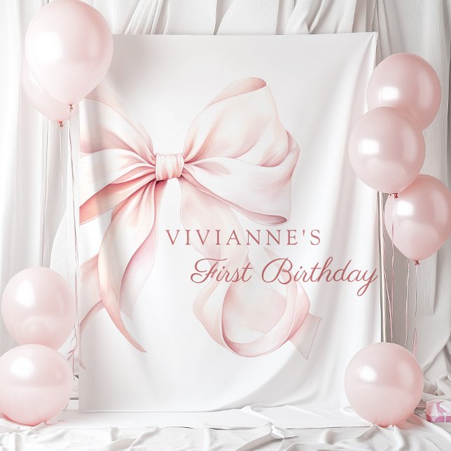 Pink Bow Coquette Birthday Backdrop (Creator Uploaded)