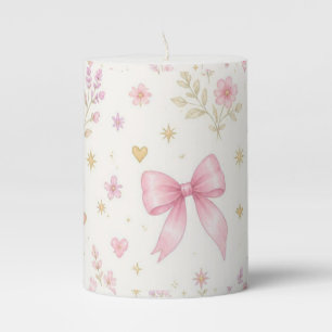 * Pink Bow Coquette Birthday Candle for Girls