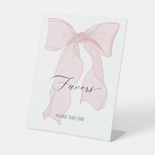 Pink Bow Coquette Birthday Party Favors Pedestal Sign