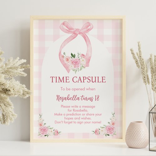 Pink Bow Coquette Birthday Time Capsule Poster 