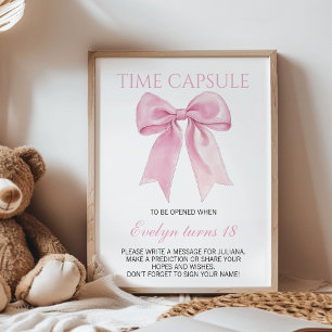 Pink Bow Coquette Birthday Time Capsule Sign
