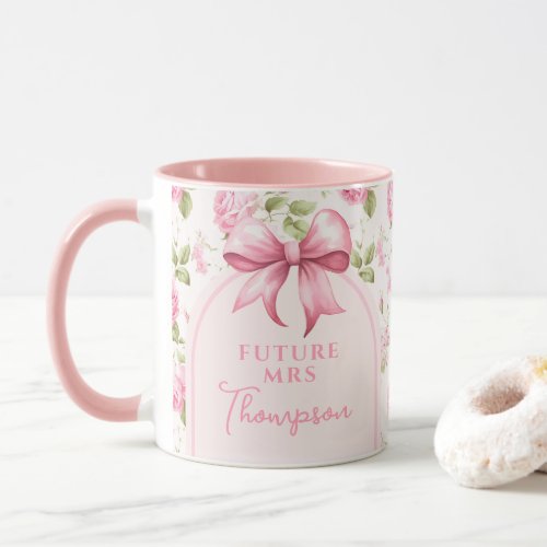 Pink Bow Coquette Bridal Shower  Future Mrs Mug