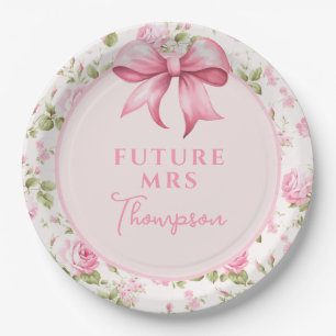 Pink Bow Coquette Bridal Shower Future Mrs Paper Plates