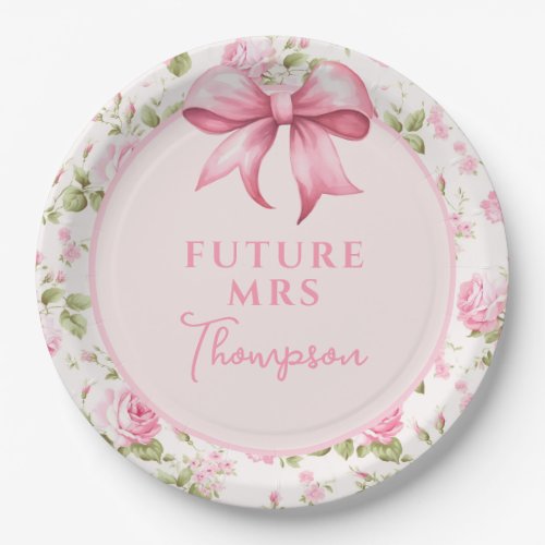 Pink Bow Coquette Bridal Shower  Future Mrs Paper Plates