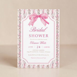 Pink Bow Coquette Bridal Shower Invitation