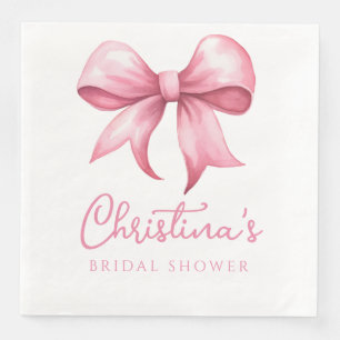 Pink Bow Coquette Bridal Shower Paper Dinner Napkins