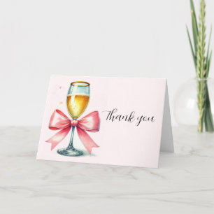 Pink Bow Coquette Bridal shower Thank you  Card
