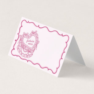 Pink Bow Coquette Cake Bridal Shower Place Card