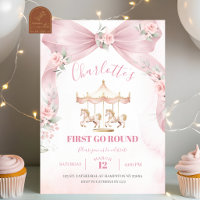 Pink Bow Coquette Carousel First Birthday