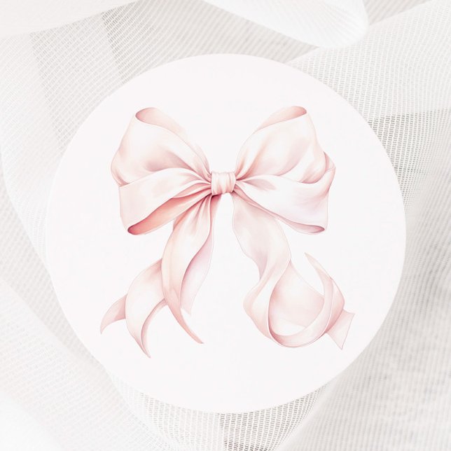 Pink Bow Coquette Classic Round Sticker (Creator Uploaded)