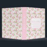 Pink Bow Coquette Cottage Rose Monogram 3 Ring Binder<br><div class="desc">This design features a very chic pink rose patterned background with a coordinating pink border. You can personalize with your name and school subject.</div>