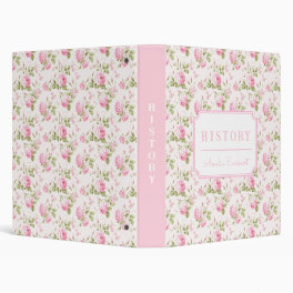 Pink Bow Coquette Cottage Rose Monogram 3 Ring Binder