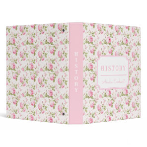 Pink Bow Coquette Cottage Rose Monogram 3 Ring Binder