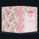Pink Bow Coquette Cottage Rose School Subject 3 Ring Binder<br><div class="desc">This design features a very chic pink rose patterned background with a coordinating pink bow. You can personalize with your school subject on the spine and the cover and you can also add a name.</div>
