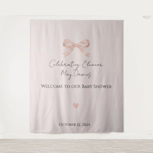 Pink Bow Coquette Girl Baby Shower Backdrop