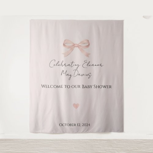 Pink Bow Coquette Girl Baby Shower Backdrop