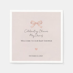 Pink Bow Coquette Girl Baby Shower Napkins