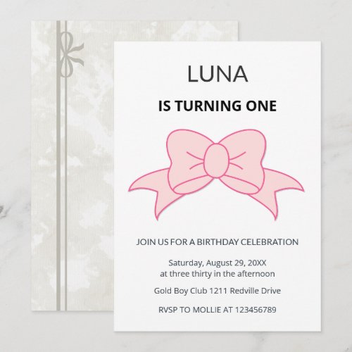 Pink Bow Coquette Girl Kids 1st Birthday 