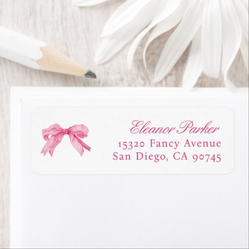 Pink Bow Coquette Girl Party Return Address Label