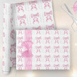 Pink Bow Coquette Glam Bridal Shower Wrapping Paper<br><div class="desc">These bridal shower stickers feature a chic glam silky bow design with faux rhinestones and modern script typography. Personalize the text with the bride's name.  Matching bridal shower party supplies also available.</div>