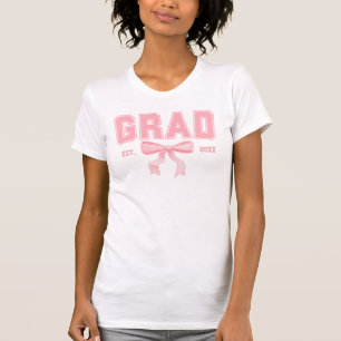 Pink Bow Coquette Grad Class of 2025 Graduation T-Shirt