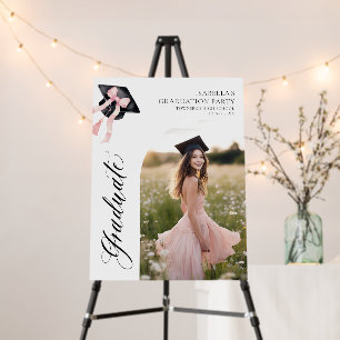 Pink Bow Coquette Graduation Cap Graduate Welcome Foam Board