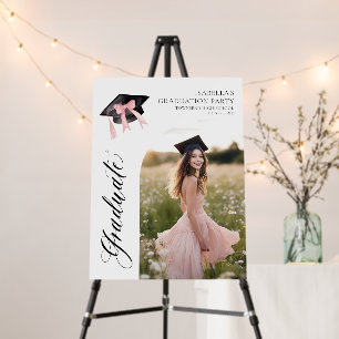 Pink Bow Coquette Graduation Cap Graduate Welcome Foam Board
