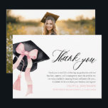 Pink Bow  Coquette Graduation Cap  Thank You Cards<br><div class="desc">🎀💖 Pink Bow Coquette Graduation Cap Thank You Cards 💖🎀 Show your appreciation in style & elegance with these Pink Bow Coquette Graduation Thank You Cards! 🎓 Featuring a delicate pink bow paired with a classic graduation cap, this chic design embraces a feminine & trendy aesthetic. Perfect for sending heartfelt...</div>