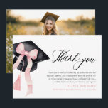 Pink Bow  Coquette Graduation Cap  Thank You Cards<br><div class="desc">🎀💖 Pink Bow Coquette Graduation Cap Thank You Cards 💖🎀 Show your appreciation in style & elegance with these Pink Bow Coquette Graduation Thank You Cards! 🎓 Featuring a delicate pink bow paired with a classic graduation cap, this chic design embraces a feminine & trendy aesthetic. Perfect for sending heartfelt...</div>