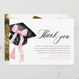 Pink Bow  Coquette Graduation Cap  Thank You Cards