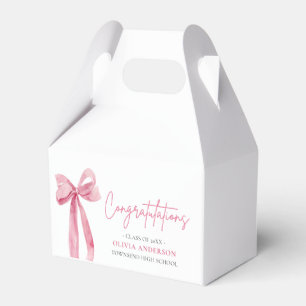 Pink Bow Coquette Graduation Congratulation Favor Boxes
