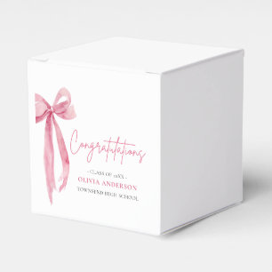 Pink Bow Coquette Graduation Congratulation Favor Boxes