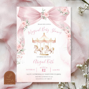 Pink Bow Coquette Magical Baby Shower Invitation