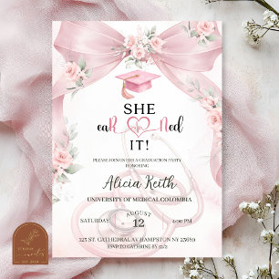 Pink Bow Coquette Nurse Graduation party Invitation