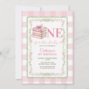 Pink Bow Coquette One for the book 1st birthday Invitation