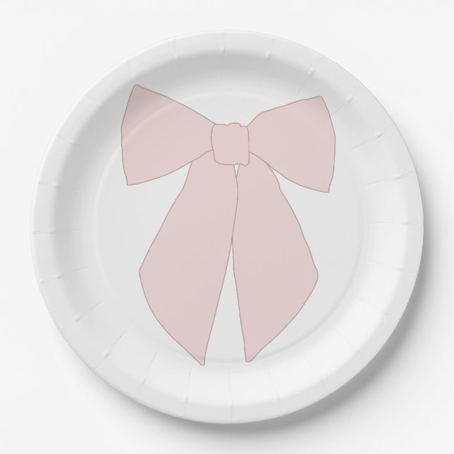 Pink Bow Coquette Paper Plates (Front)