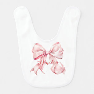 Pink Bow Coquette Personalized Baby Bib
