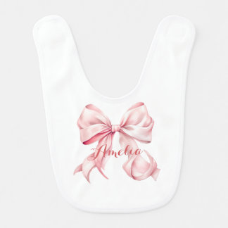 Pink Bow Coquette Personalized Baby Bib