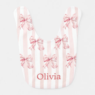Pink Bow Coquette Personalized Baby Bib