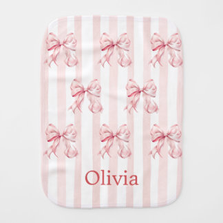 Pink Bow Coquette Personalized Baby Burp Cloth