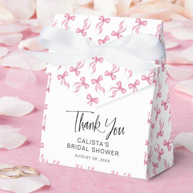 Pink Bow Coquette Personalized Bridal Shower Favor Boxes (Wedding)