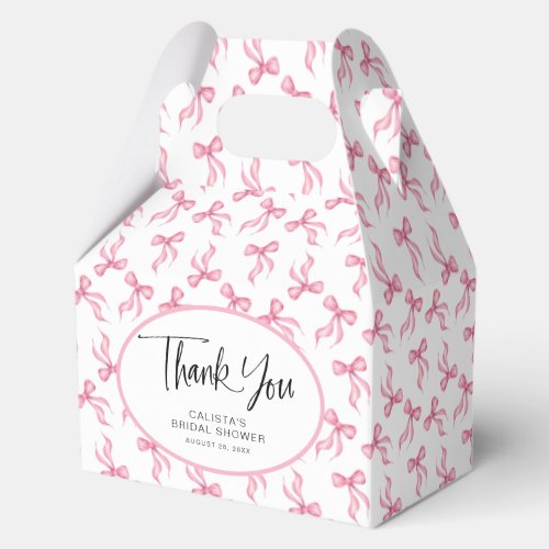 Pink Bow Coquette Personalized Bridal Shower Favor Boxes