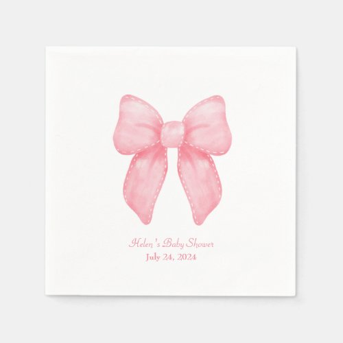 Pink Bow Coquette Personalized Name Napkin