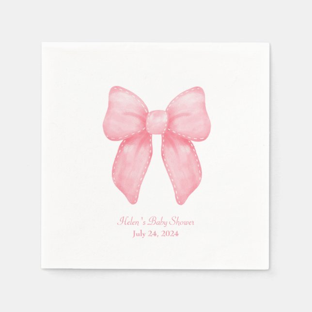 Pink Bow Coquette Personalized Name Napkin (Front)