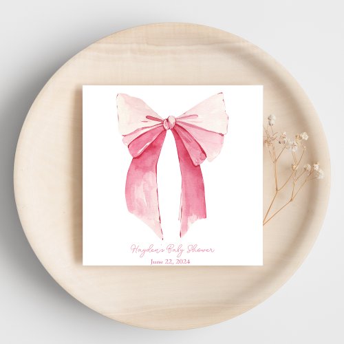 Pink Bow Coquette Personalized Napkin
