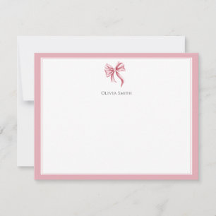 Pink Bow Coquette Personalized Note Card