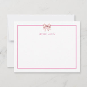 Pink Bow Coquette Personalized Note Card